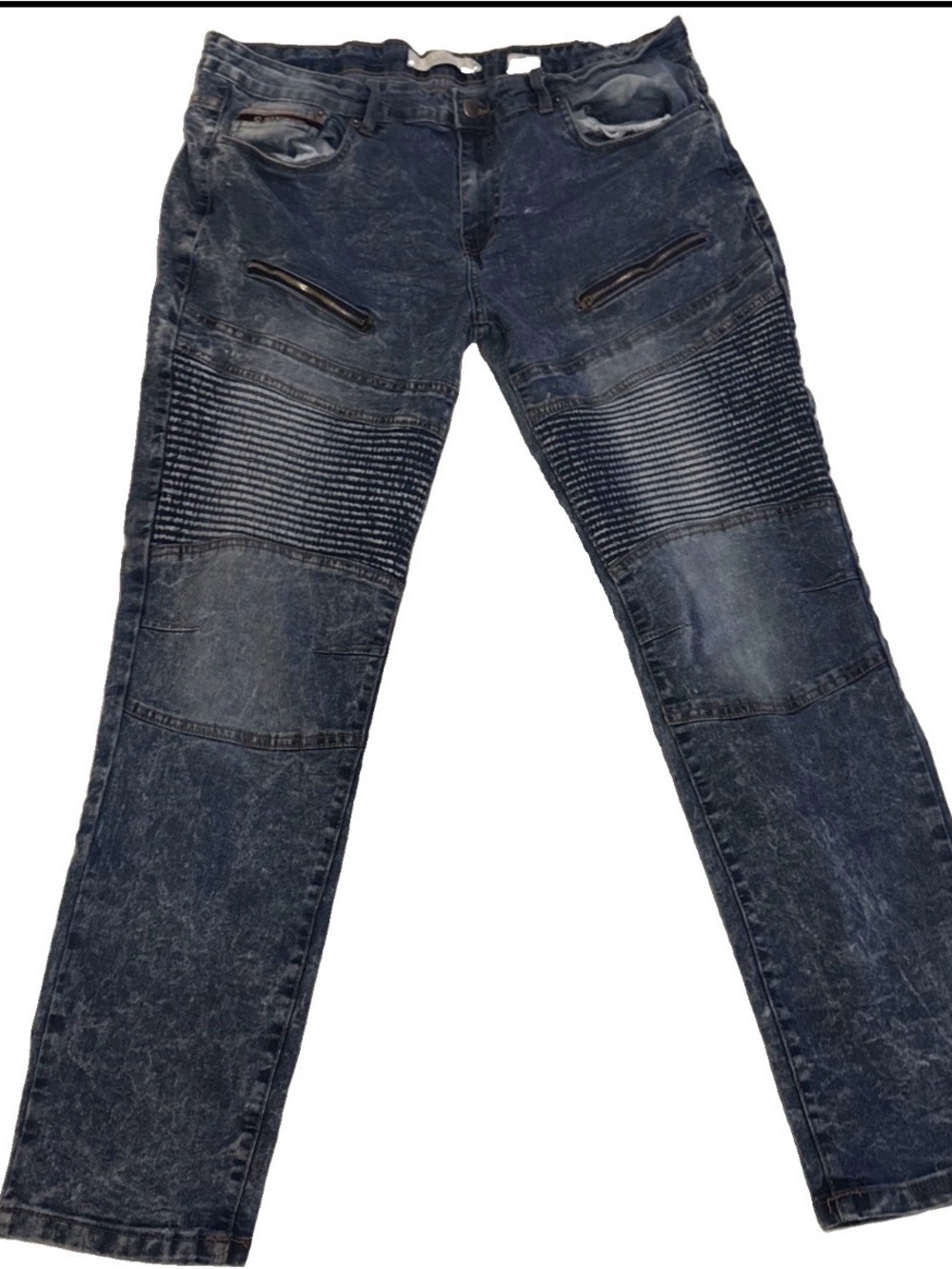 Akdmks Jeanius Jeans Mens 38 x 30 Textured Street Wear Y2K White Wash Straight